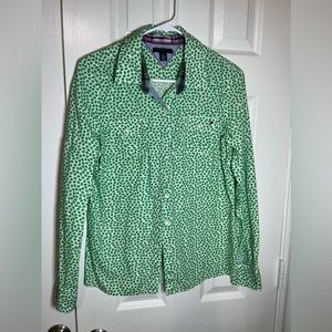 Tommy Hilfiger Green Leaf Button Down Shirt